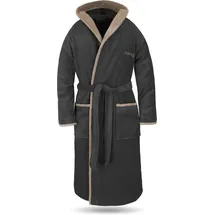 Normani Unisex Baumwoll-Bademantel Rob in Schwarz/Beige | Gr.: XL