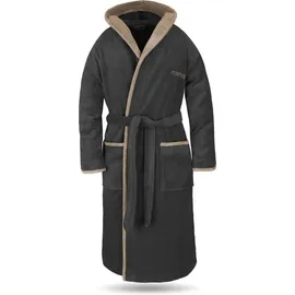 Normani Unisex Baumwoll-Bademantel Rob in Schwarz/Beige | Gr.: XL