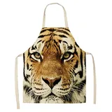 Kittelschürze Damen Tiger Kochschürze Kinder Baumwolle Leinen Kinderschürze Verstellbare Kochschürze Damen Waschbar Schürze Kinder Herren Langlebig Küchenschürze Mädchen 55x68cm - 55x68cm