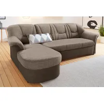 DOMO collection Ecksofa "SARAFINA 232x146 cm, auch mit Federkern für noch mehr Sitzkomfort", braun (braun, braun, beige), B:232cm H:83cm T:146cm, Luxus-Microfaser (92% Polyester, 8% Nylon);Microfaser PRIMABELLE (100% Polyester);Microfaser PRIMABELLE (100% Polyester) /