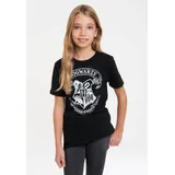 LOGOSHIRT T-Shirt LOGOSHIRT "Harry Potter – Hogwarts Logo", Mädchen, Gr. 104, schwarz, 100% Baumwolle, unifarben, normal, Rundhals, Shirts T-Shirt, mit lizenziertem Print