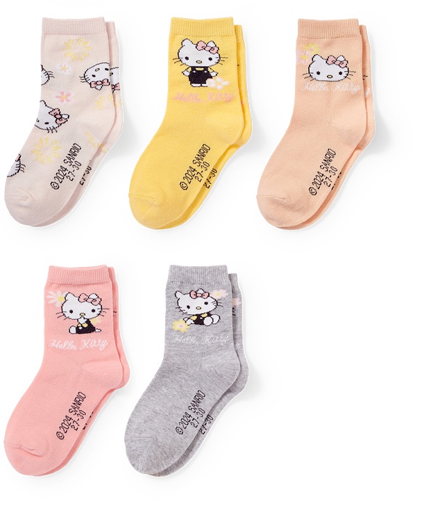 Multipack 5er-Hello Kitty-Socken mit Motiv, Rosa, 27-30