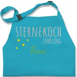 Kinderschürze Schürze Kinder Jungen Mädchen - Kochschürze - Sternekoch Lehrling Name - 7-14 Jahre - Türkis - kinderkochschürze koch kinderkochschürzen kind kochen kochschürzen - 7-13 Jahre