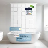 Rapid Teck® Halb-Kassetten Duschrollo 60cm | stilvolles Design Quadro Square | Duschvorhang mit Seilzug | Modernes Duschrollo für Badewanne | Duschrollo für Dusche und kleine Bäder