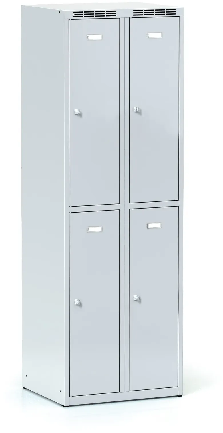 Schließfachschrank S6, 4 Fächer, 1800 x 600 x 500 mm, Drehriegelschloss, graue Tür