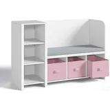 [en.casa] Sitzbank Høylandet Weiß/Rosa 76 x 112 x 40 cm