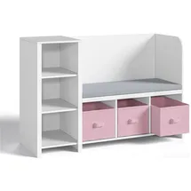 [en.casa] Sitzbank Høylandet Weiß/Rosa 76 x 112 x 40 cm
