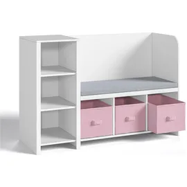 [en.casa] Sitzbank Høylandet Weiß/Rosa 76 x 112 x 40 cm