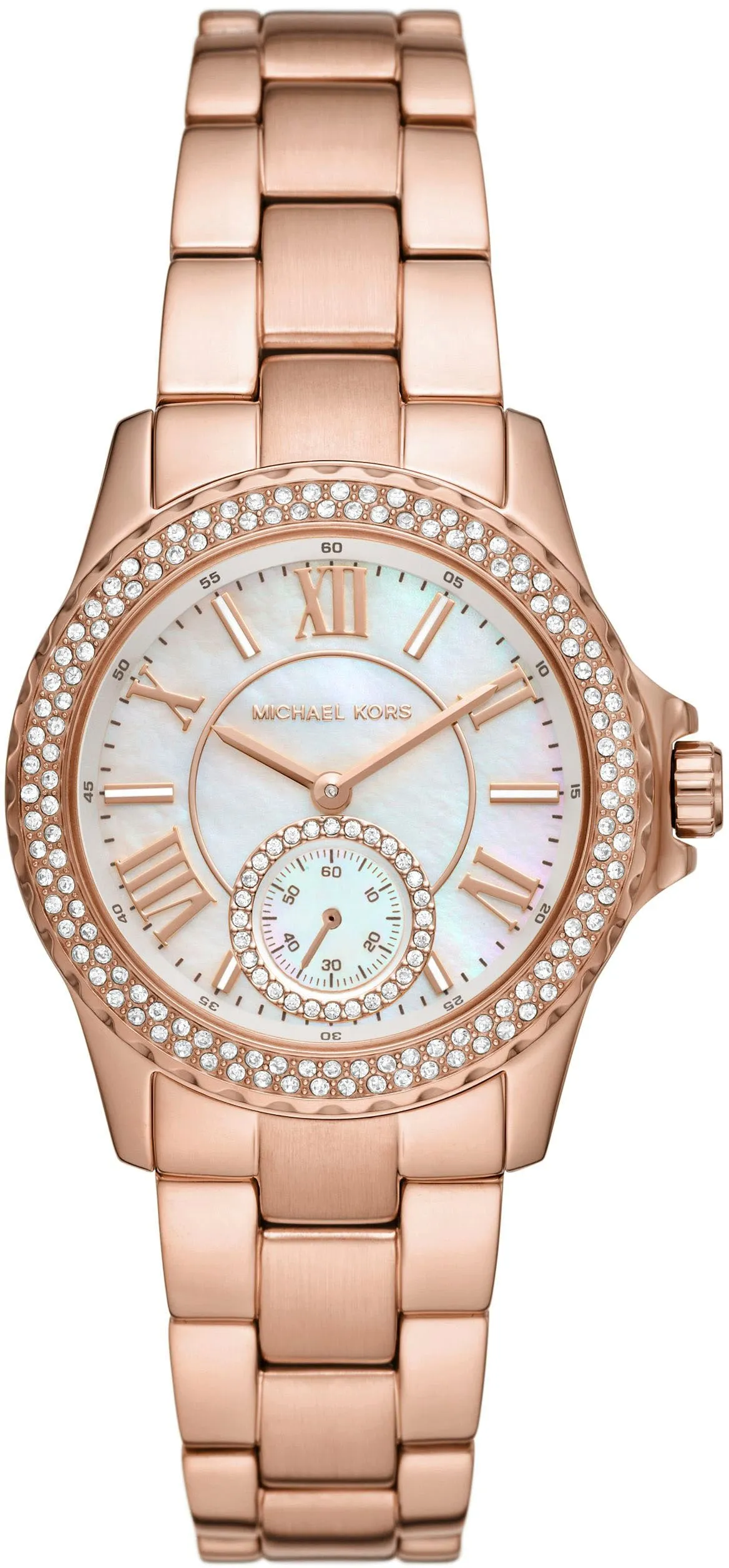 Quarzuhr MICHAEL KORS "EVEREST, MK7364", rosa (roségoldfarben), Armbanduhren, Damen, Armbanduhr, Damenuhr, Perlmutt-Zifferblatt, Edelstahlarmband