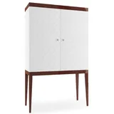 Casa Padrino Barschrank 111,2 x 185 x 45 cm Weiß / Hochglanz Braun