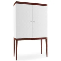 Casa Padrino Barschrank 111,2 x 185 x 45 cm Weiß / Hochglanz Braun