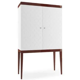 Casa Padrino Barschrank 111,2 x 185 x 45 cm Weiß / Hochglanz Braun