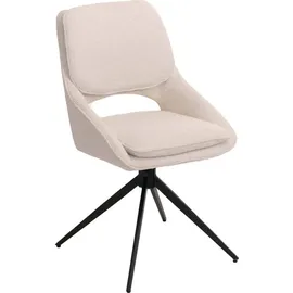 Mendler 6er-Set Esszimmerstuhl HWC-N73, Küchenstuhl, drehbar Auto-Return, Stoff/Textil Boucle (540g/m2) creme