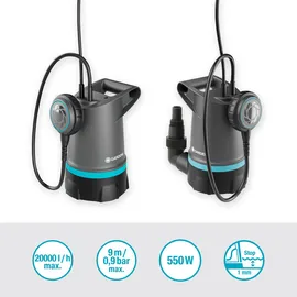 Gardena Klarwasser-Tauchpumpe 20000 BASIC 550 W, max. Fördermenge: 20.000 l/h, max. Förderhöhe: 9 m