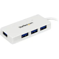 Startech StarTech.com 4 Port USB 3.0 SuperSpeed Hub - Weiß - Portabler externer Mini USB Hub mit eingebautem Kabel
