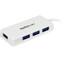 Startech StarTech.com 4 Port USB 3.0 SuperSpeed Hub - Weiß - Portabler externer Mini USB Hub mit eingebautem Kabel