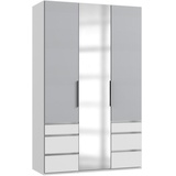 WIMEX Level 150 x 236 x 58 cm Light grey/Weißglas mit Spiegeltüren und Schubladen