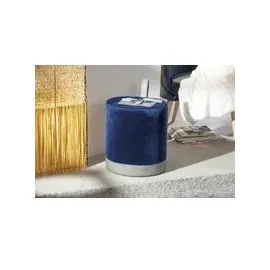Interlink Sitzhocker Osane Samt 38 x 43 x 33 cm Blau/Grau