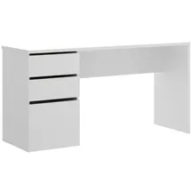 Dmora Schreibtisch Dgabbi, Mehrzweckschreibtisch für Büro oder Schlafzimmer, linearer Arbeitstisch mit 2 Schubladen und 1 Tür, 139 x 60 x 75 cm, Weiß