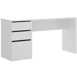 Dmora Schreibtisch Dgabbi, Mehrzweckschreibtisch für Büro oder Schlafzimmer, linearer Arbeitstisch mit 2 Schubladen und 1 Tür, 139 x 60 x 75 cm, Weiß