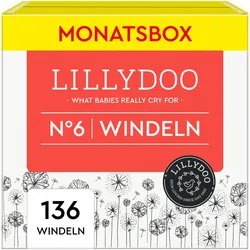 LILLYDOO hautfreundliche Windeln Gr. 6 (13+ kg), Monatsbox 136 Stück - 6