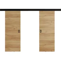 KIER FURNITURE Schiebetür Komplettset WERDI PLUS DUO Sliding Door, Raumteiler Schiebetür Eiche Craft 152x205x1,6 cm