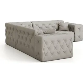 Fun Möbel Ecksofa Designersofa CHANTAL in Stoff Opera Velvet Cream Seite Universal - Beige