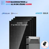 Balkonkraftwerk 1740W Bifazial mit Anker Solix 2 E1600 Pro Speicher (3200WH)