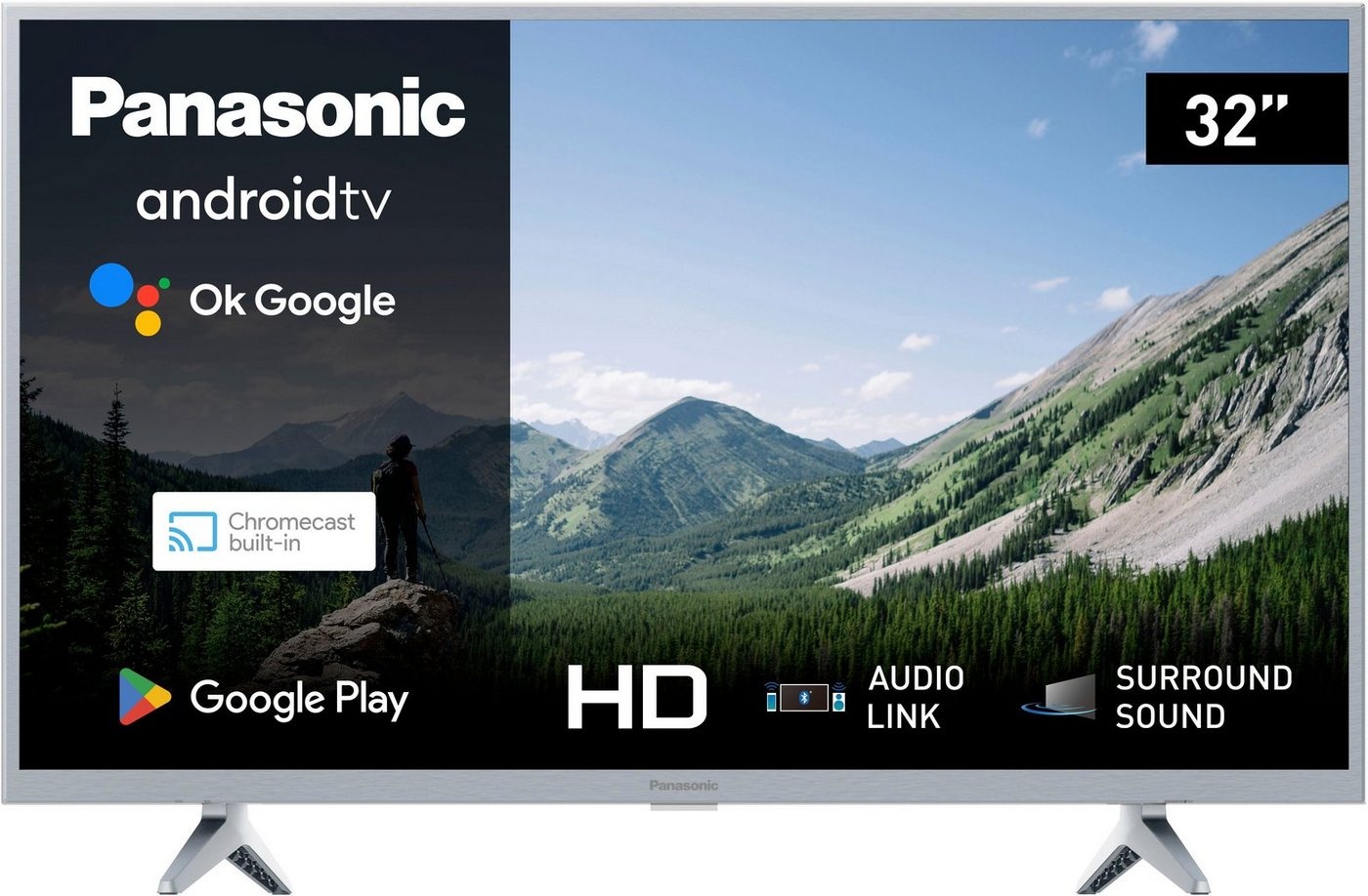 Panasonic TX-32MSW504S LED-Fernseher (80 cm/32 Zoll, HD ready, Android TV, Smart-TV) silberfarben