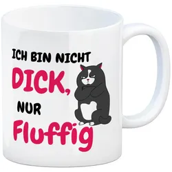 speecheese Tasse Katzen Kaffeebecher mit Spruch Ich bin nicht dick, nur fluffig