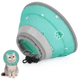 IDOGCHEW Faltbarer Weicher Schutzkragen Katze, Katzenkragen für Operation und Verletzungen (Grün, M)