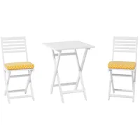 Stilvolles Balkonset Akazienholz in Weiß mit gelben Auflagen Fiji