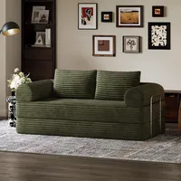 Novilla Schlafsofa 200cm Breit, Boneless Couch mit Smarts Coil®-Stützung und hochdichtem Schaumstoff, Cord Sofa mit schlaffunktion als Bodenliege für Wohnzimmer, Apartment, Schlafzimmer,waldgrün