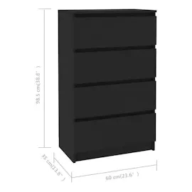 vidaXL Sideboard Schwarz 60x35x98,5 cm Holzwerkstoff