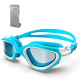 YAKAON Schwimmbrille Kinder, A1MINI Polarisiert Komfortabel Kinder Schwimmbrille Anti Nebel UV-Schutz Schwimmbrille für Mädchen und Jungen (A7-Polarized-Blue-Smoke)