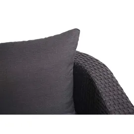 Mendler 3in1-Garnitur HWC-J37, Garten-/Lounge-Set Sonneninsel, Spun Poly Poly-Rattan MVG ~ anthrazit, Kissen dunkelgrau