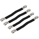 Akozon 4 Stück Elastische, Kreuz und Quer Verlaufende Lakengurte, Doppelkopf-Clips, Greiferhalter, Befestigungselemente, Hosenträger, Schwarze Bettmatratze (Black)