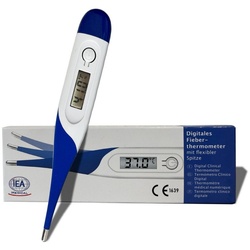 IEA Medical Fieberthermometer Digitales Fieberthermometer, Körperthermometer, flexible Spitze, Komplettset, Set, Für Babys, Kinder & Erwachsene, Messbereich +/- 1 oC, mit Fieberalarm blau