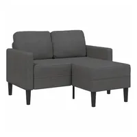 vidaXL 2-Sitzer-Sofa mit Chaiselongue L-Form Dunkelgrau 125 cm Leinen