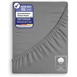 COFI 1453 Spannbettlaken Jersey 160 x 200 cm Anthrazit