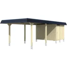 SKANHOLZ Walmdach Carport 3,62 x 8,70 m weiß mit Abstellraum