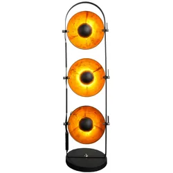 Licht-Erlebnisse Stehleuchte Schwarz Schirm Innenseite Blattgold Optik verstellbar 130cm Design Wohnzimmerlampe Retro, II1/2/0060