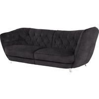 Big-Sofa LEONIQUE "Retro" Sofas Gr. B/H/T: 256 cm x 85 cm x 115 cm, Chenille, Hohe Armlehne rechts, schwarz (carbone) XXL Sofas