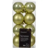 Kaemingk 16 Weihnachtskugeln 4cm Kunststoff Christbaumkugeln bruchsicher Pistaziengrün