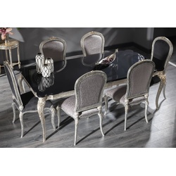 Casa Padrino Luxus Barock Esszimmer Set - 1 Esstisch & 6 Esszimmerstühle - Esszimmermöbel im Barockstil - Luxus Qualität - Edel & Prunkvoll