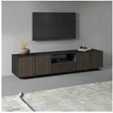 INOSIGN Lowboard »Vega,Lowboard,TV Board,TV Schrank,220 cm«, mit 4 Türen und 1 Schublade,Fronten mit Rillen-Optik, schwarz