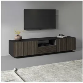 INOSIGN Lowboard »Vega,Lowboard,TV Board,TV Schrank,220 cm«, mit 4 Türen und 1 Schublade,Fronten mit Rillen-Optik, schwarz