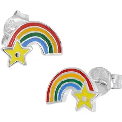 trendor 41642 Mädchen-Ohrringe Silber 925 Regenbogen/Stern