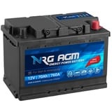 NRG AGM Autobatterie 70Ah 760A/EN 12V Start Stop Plus VRLA Batterie N70AGM