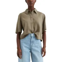 Marc O'Polo Marc OߴPolo Denim Kurzarmbluse mit Kentkragen Cropped,